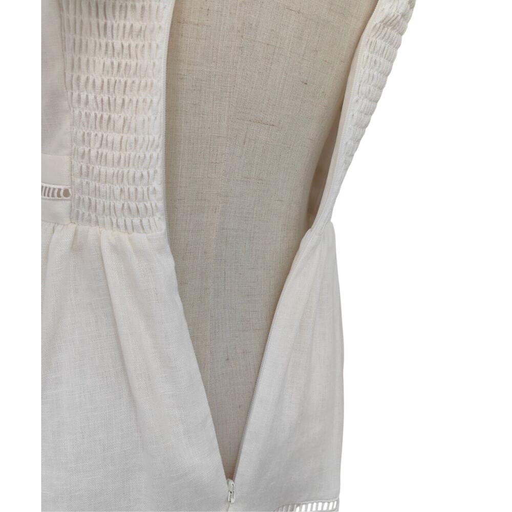 Reformation Everett Square-Neck Linen Midi Dress White US 6 - Picture 10 of 11
